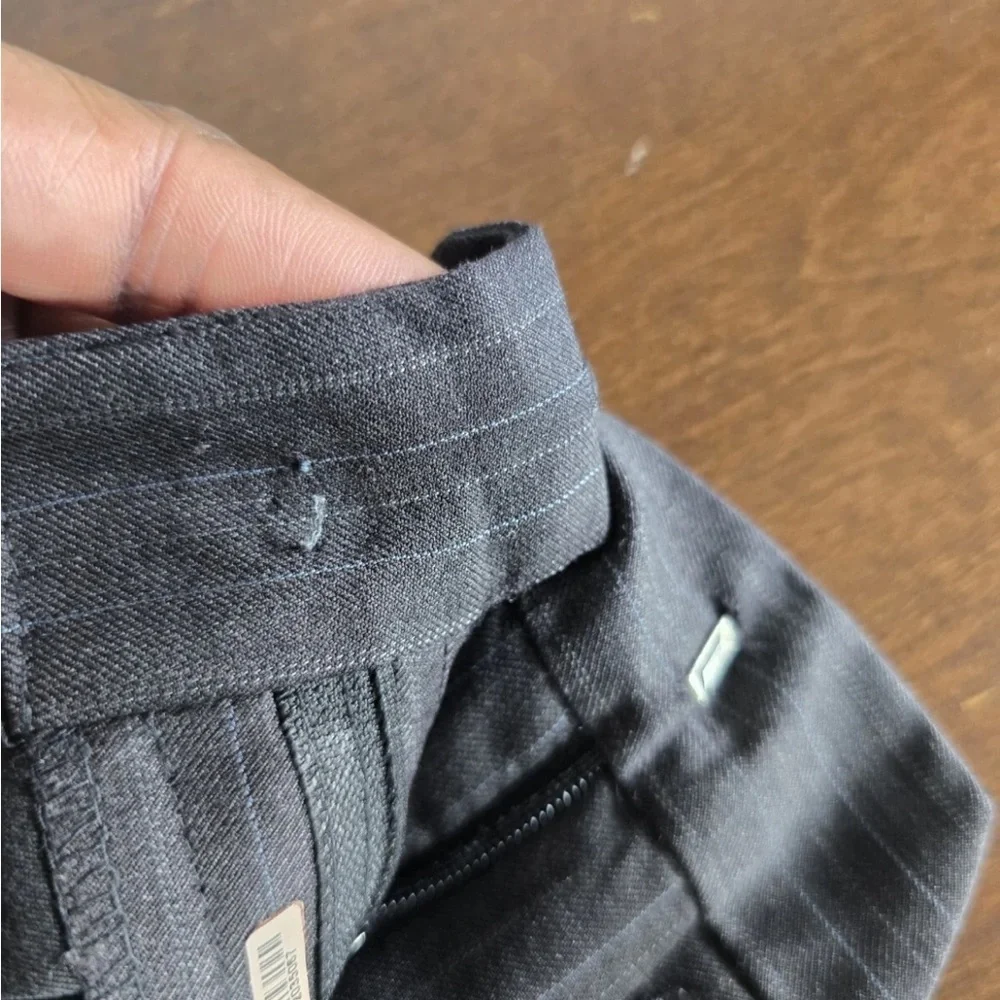 Linea Uomo Suit Sports Coat Pants Men 43 Gray Pinstripe Wool 4button 43x36 Flaw